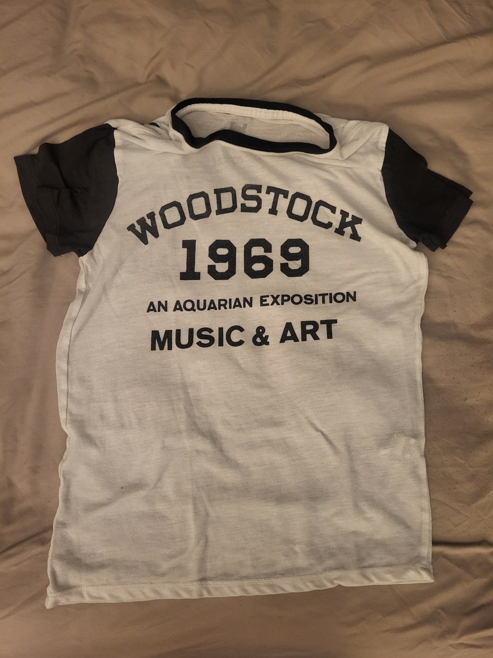 Lucky Brand Woodstock 1969 Ringer Tee - White & Black